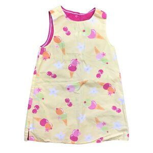 Vintage Gymboree Reversible Ice Cream‎ Shift Dress Girls Size 5 Snap Embroidered